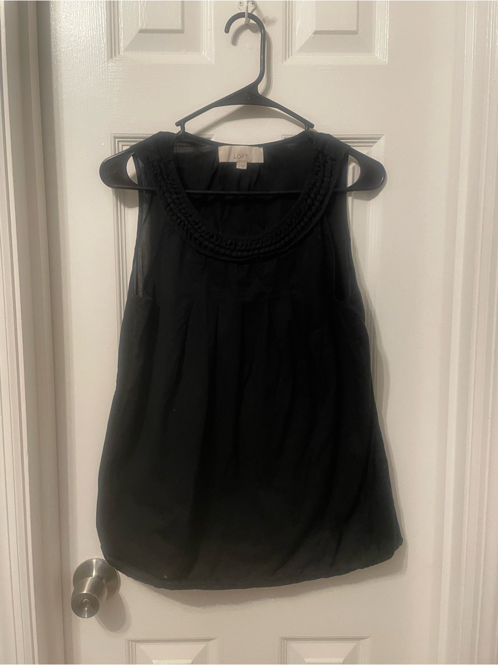 LOFT Black Sleeveless Braided Neck Camisole